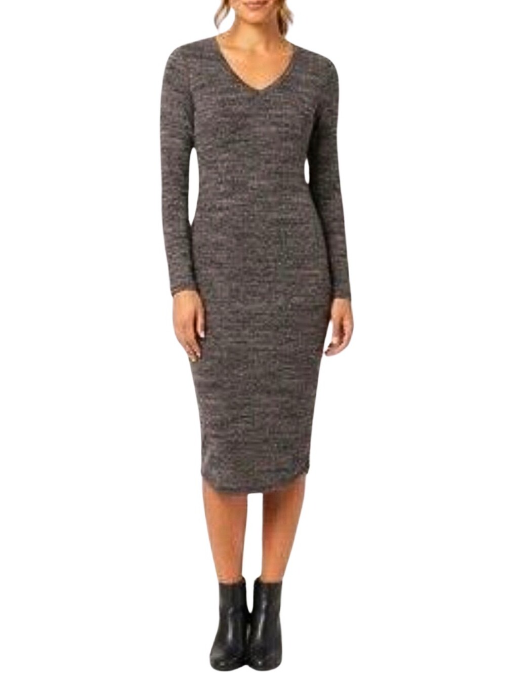 Philosophy NWOT Gray Brown Black Long Sleeve Sweater Dress Sz. S